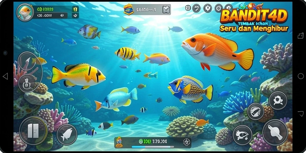 Screenshot menunjukkan aksi menangkap ikan yang seru di BANDIT4D.