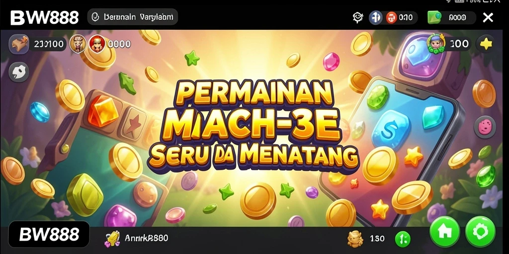 Screenshot gameplay BW888 menampilkan tantangan Match-3 yang sangat seru.