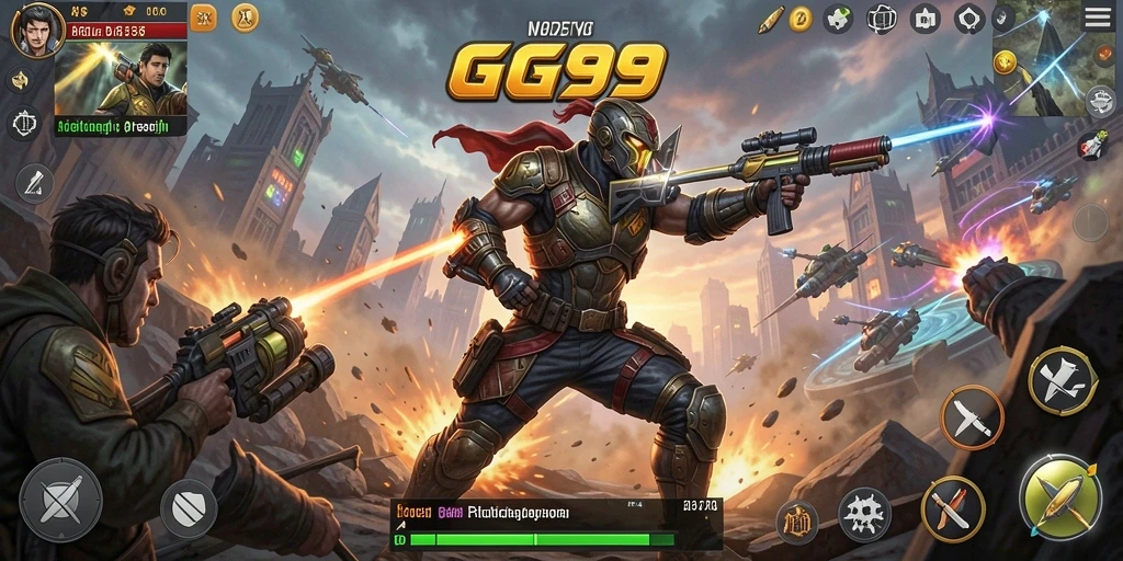 Screenshot GG99 menampilkan pertarungan aksi yang mendebarkan.