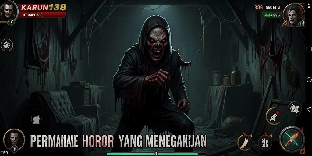 Screenshot menampilkan momen menakutkan dalam gameplay KARUN138.