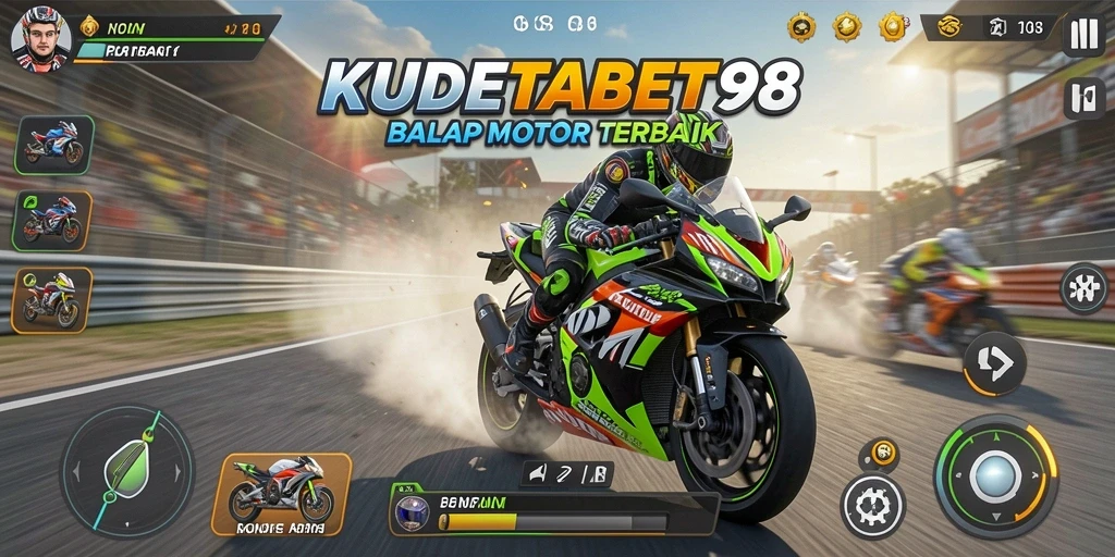 Screenshot menampilkan aksi seru dari gameplay balap motor.