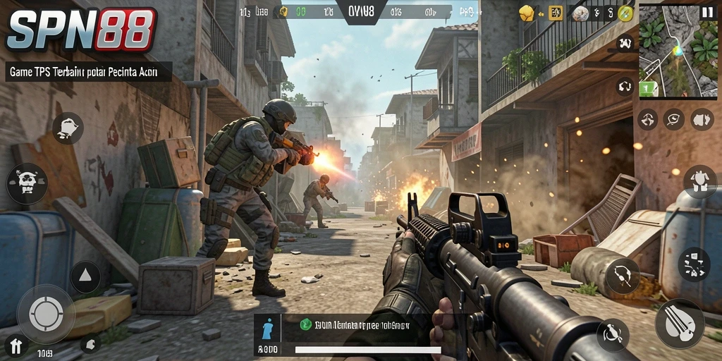Screenshot gameplay SPN88 yang menampilkan aksi tembak-menembak yang mendebarkan.